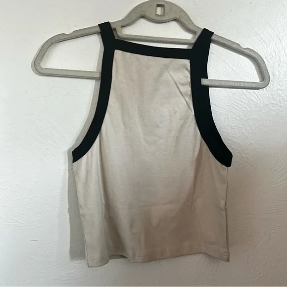 Forever 21 Paris Sport Club Cream & Black Tank Top Sz Small NWT - Picture 2 of 5
